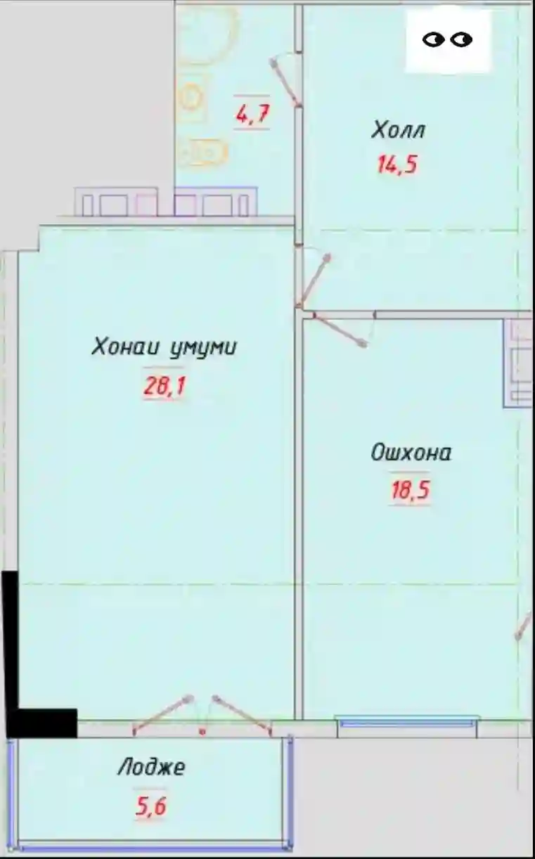 1-к квартира, 24 этаж, 73 м², Шохмансур
