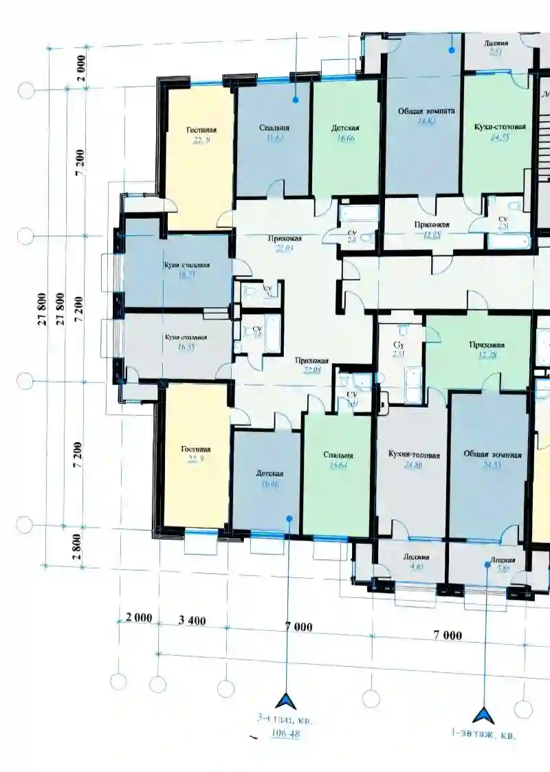 2-к квартира, 12 этаж, 106 м², Шохмансур