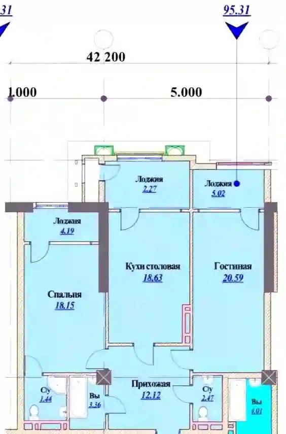 2-к квартира, 10 этаж, 95 м², Шохмансур