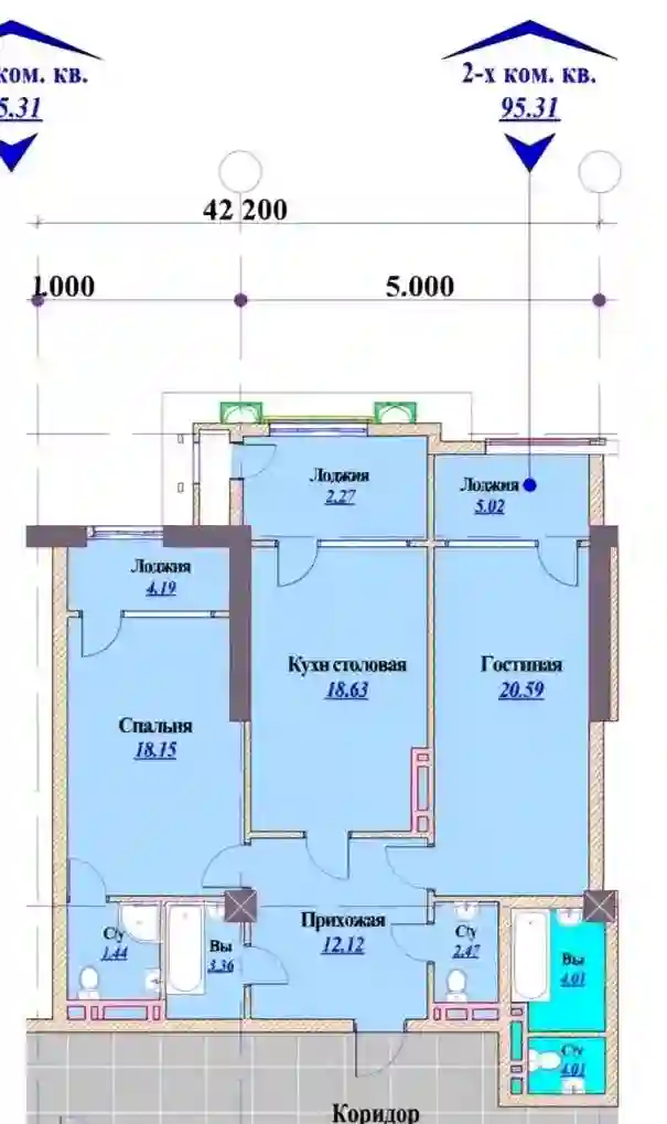 2-к квартира, 10 этаж, 95 м², Шохмансур
