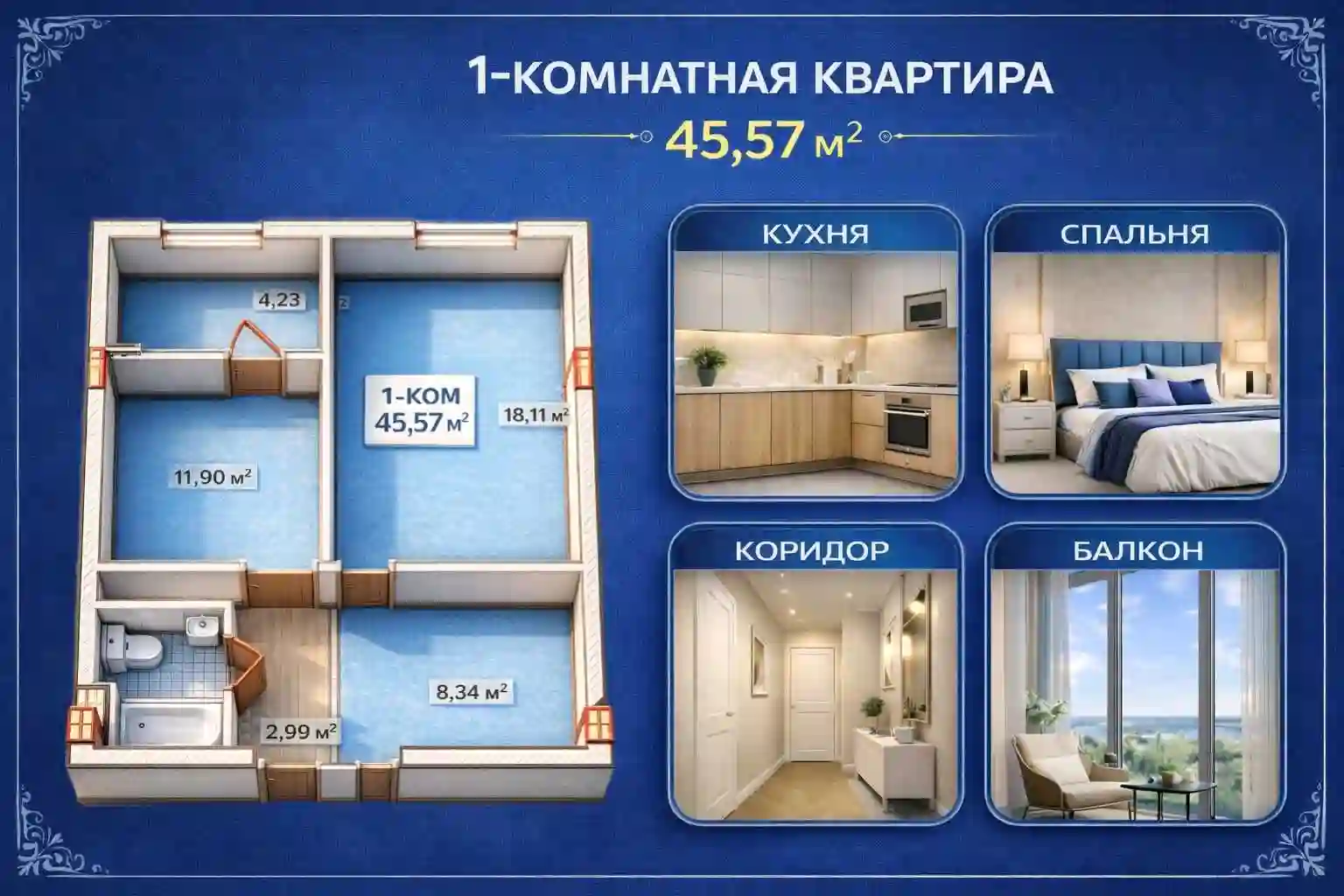 1-к квартира, 2 этаж, 45 м², павароти лелинград