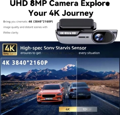Видеорегистратор для Авто Dash Cam 4k Ultra HD Wi