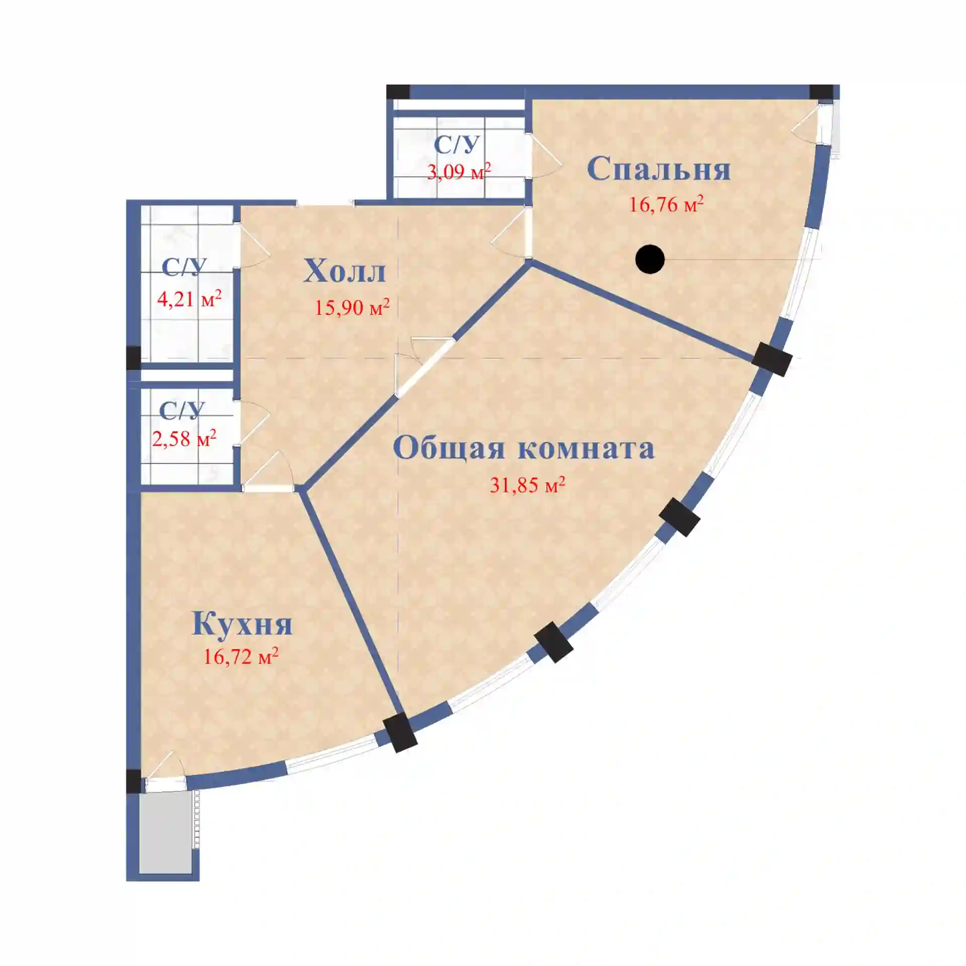 2-к квартира, 11 этаж, 91 м², Педиинстут