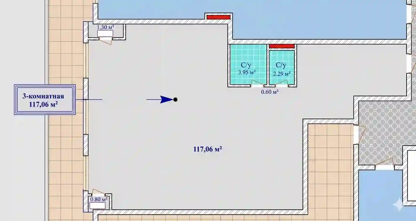 3-к квартира, 9 этаж, 117 м², Шохмансур