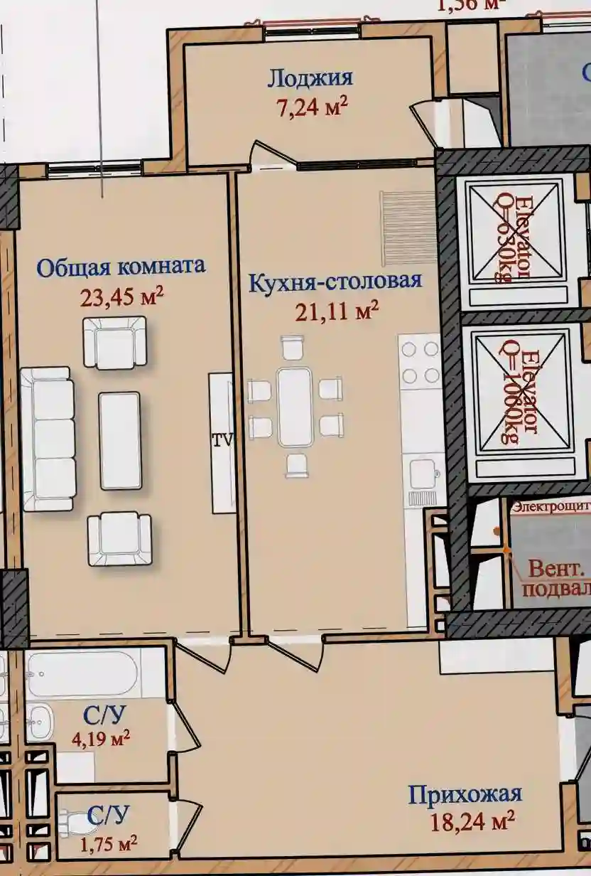 2-к квартира, 8 этаж, 69 м², И.Сомони