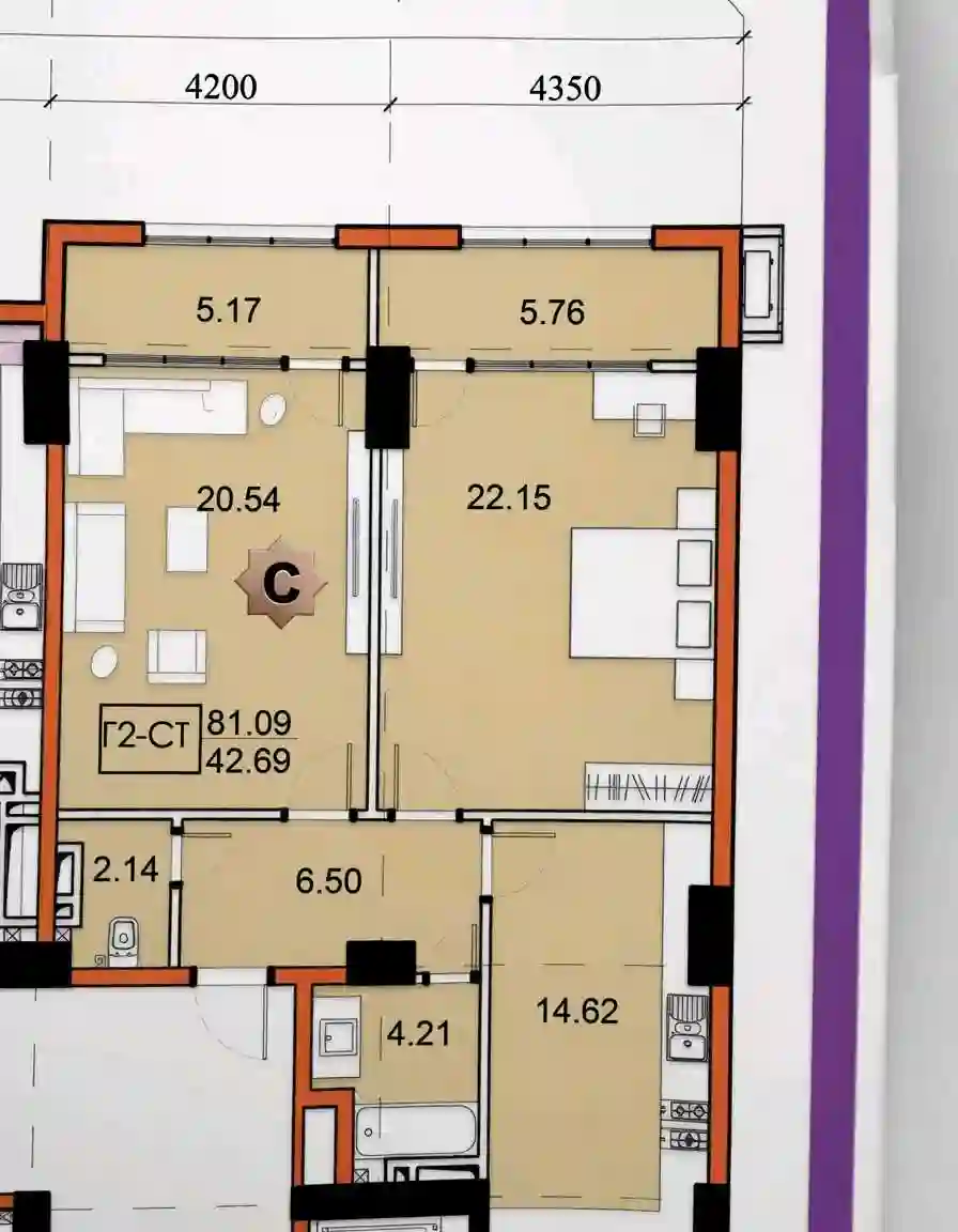 2-к квартира, 10 этаж, 81 м², И.Сомони