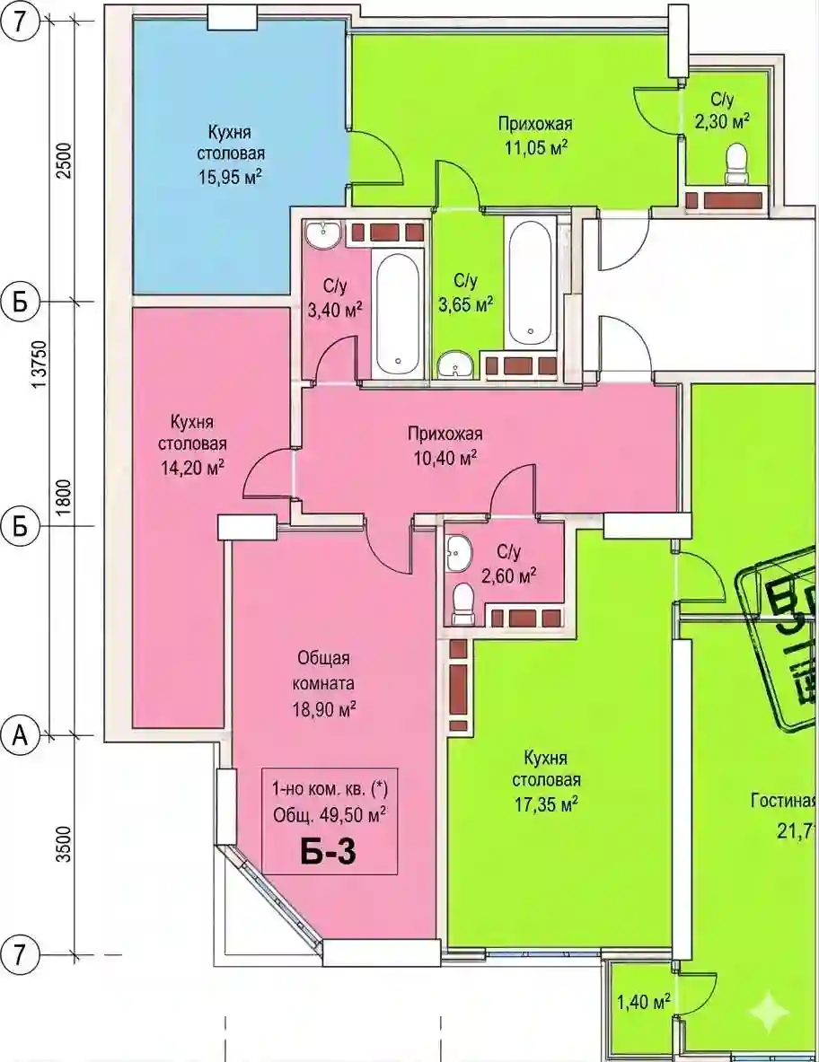 1-к квартира, 14 этаж, 50 м², Сино