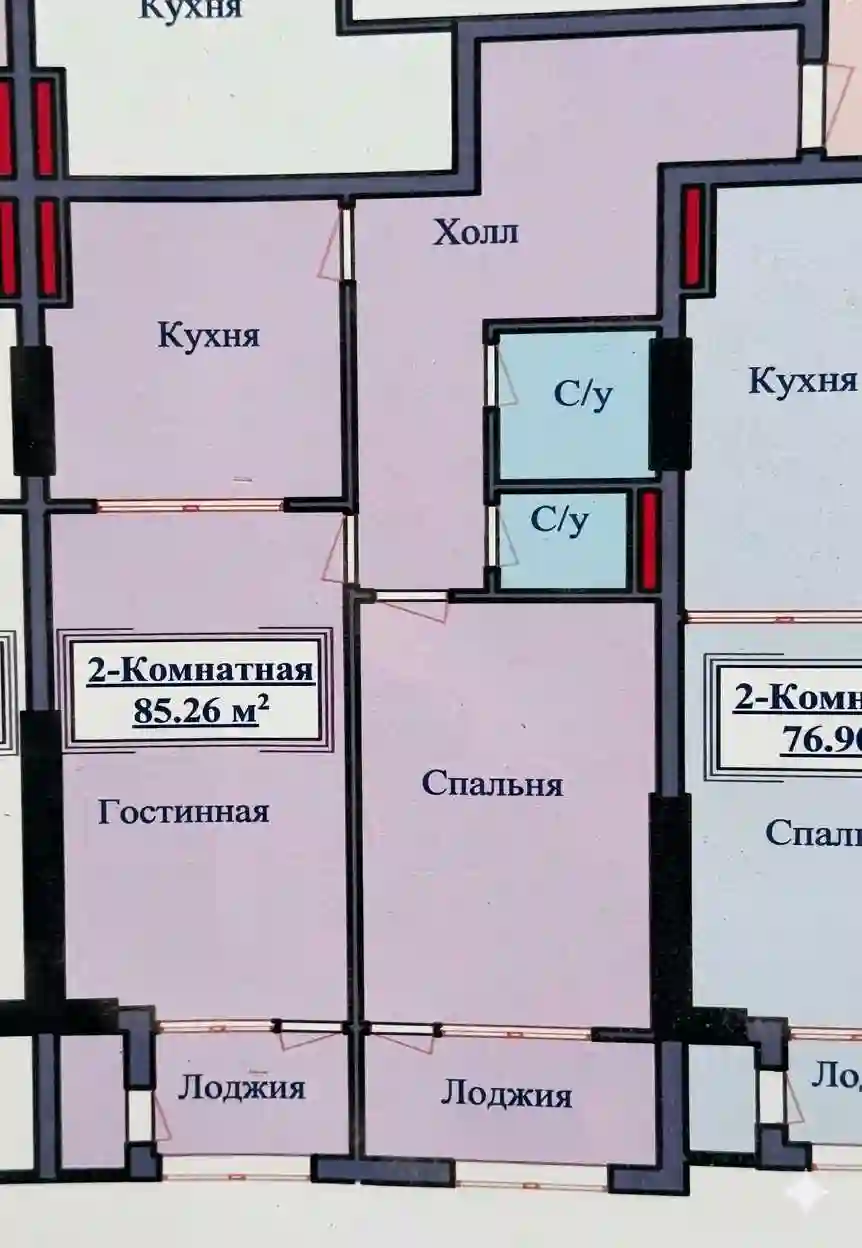 2-к квартира, 9 этаж, 85 м², Шохмансур