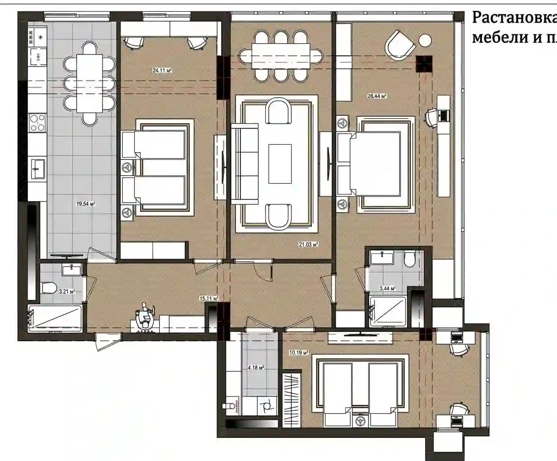 4-к квартира, 14 этаж, 138 м², Сино