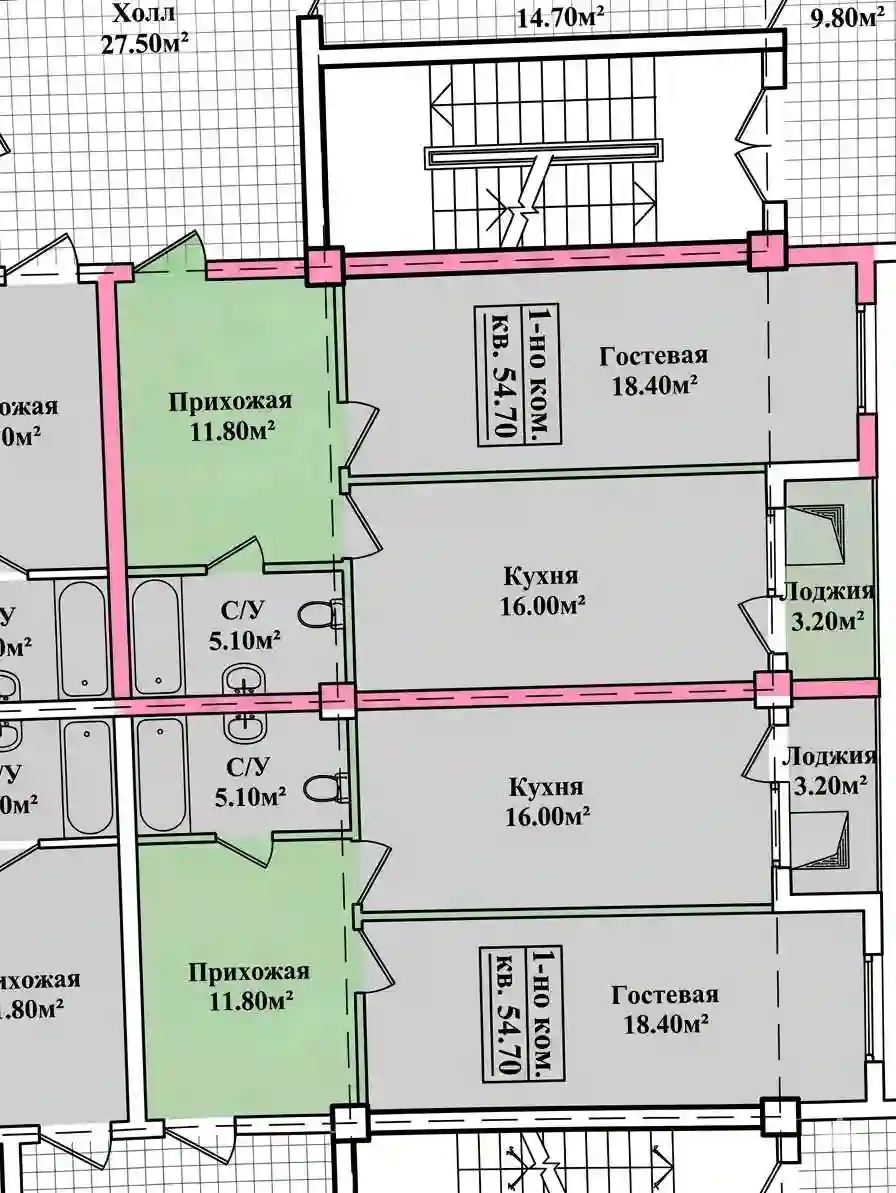 2-к квартира, 10 этаж, 56 м², Сино