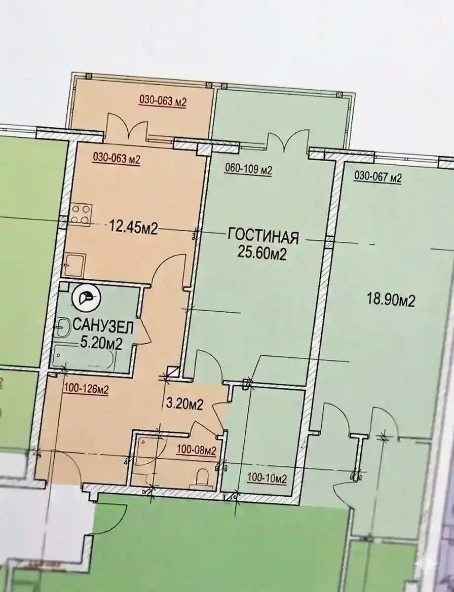 1-к квартира, 23 этаж, 70 м², Сино
