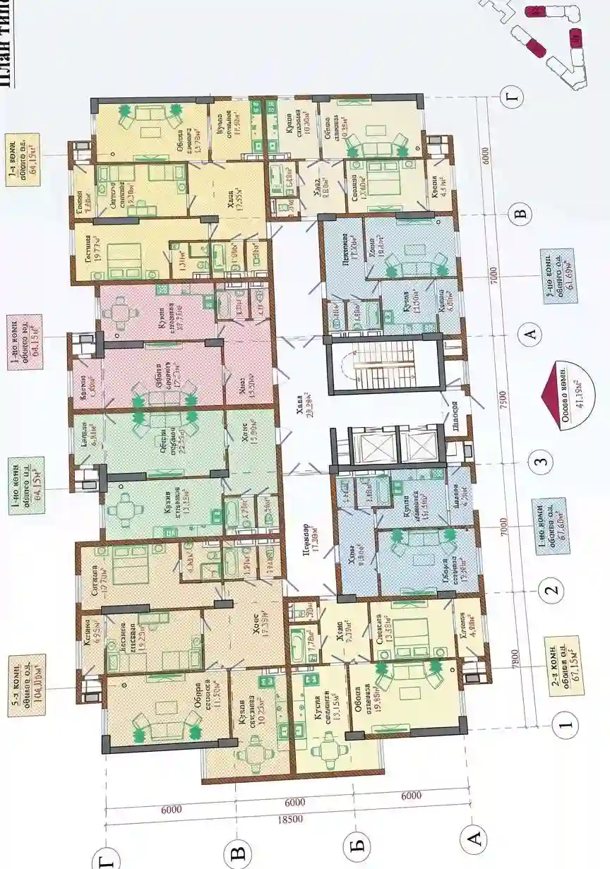 1-к квартира, 10 этаж, 64 м², Сино