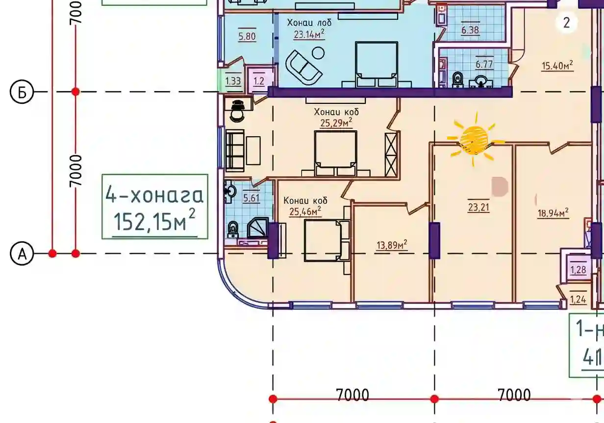 4-к квартира, 10 этаж, 152 м², Сино