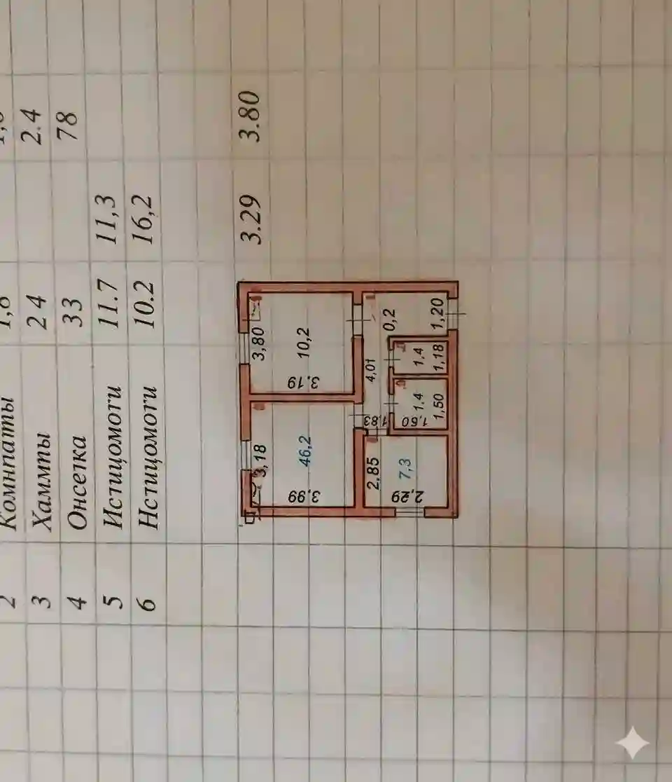 2-к квартира, 1 этаж, 40 м², Фирдавси