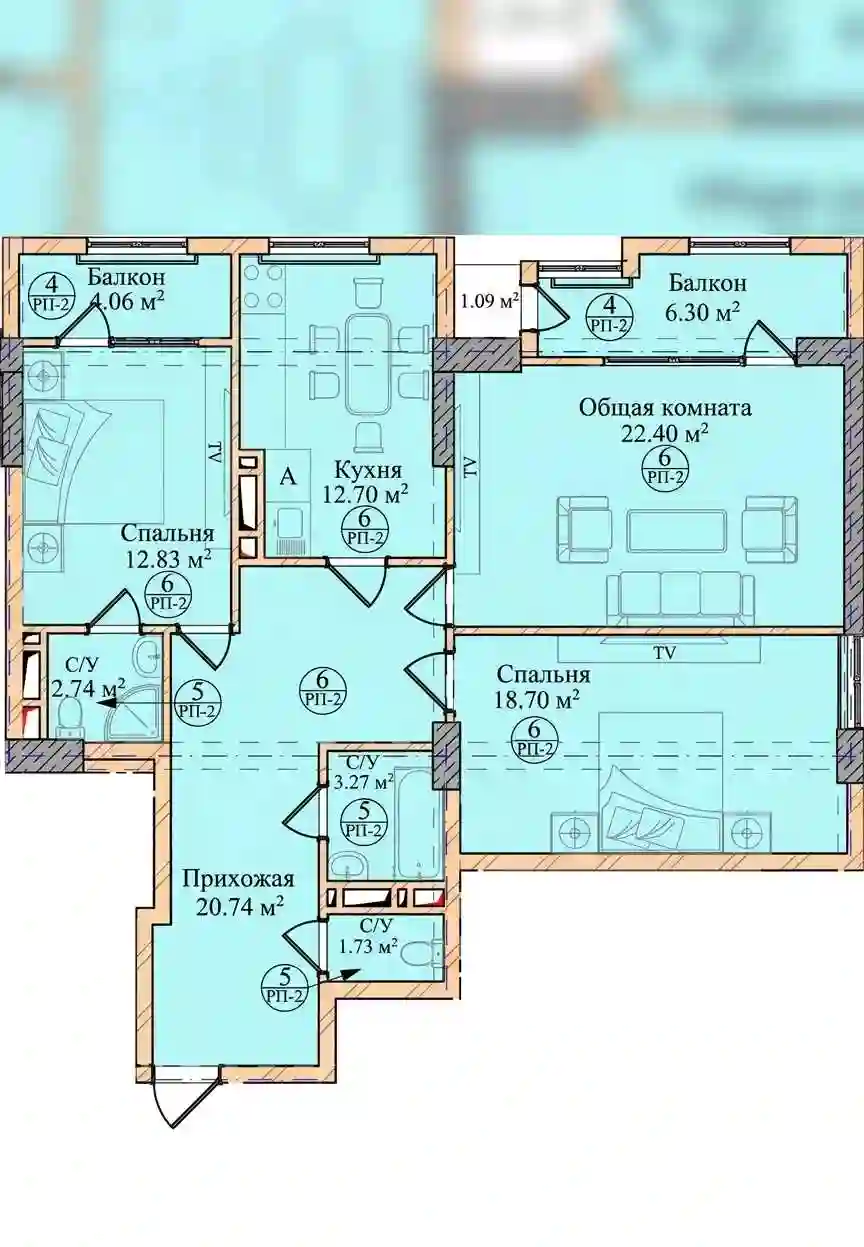3-к квартира, 14 этаж, 114 м², Шохмансур