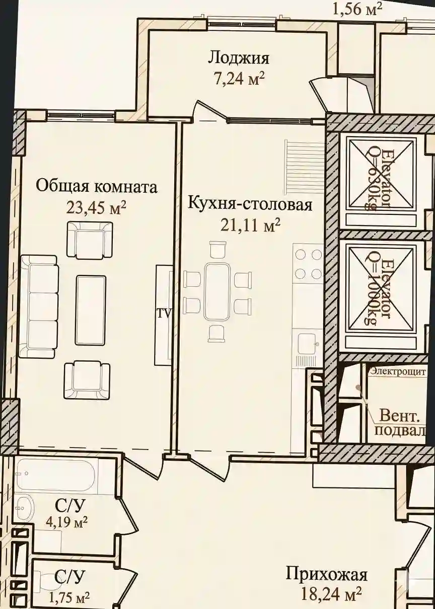 2-к квартира, 8 этаж, 69 м², И.Сомони