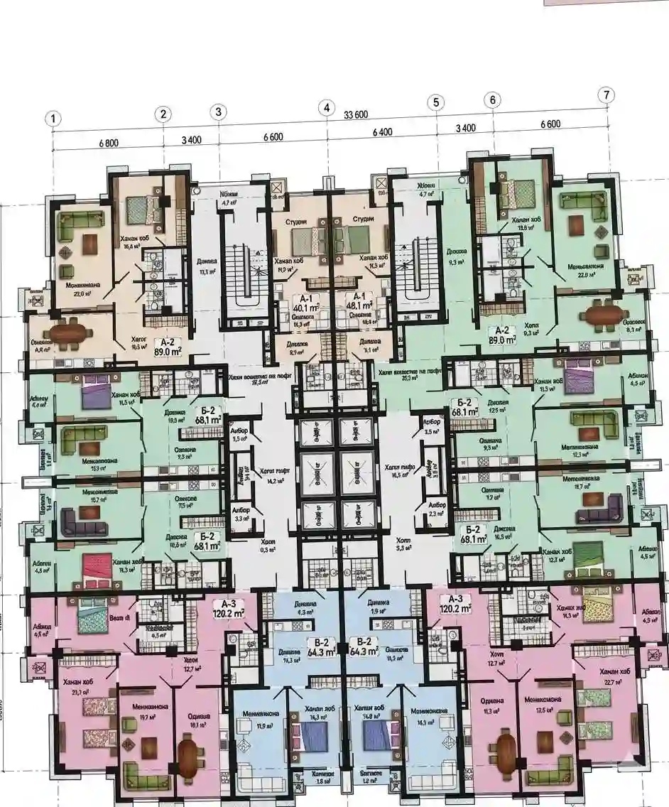 2-к квартира, 11 этаж, 89 м², Сино