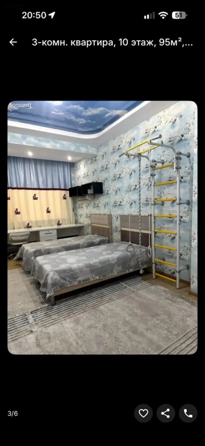 3-комн. квартира, 10 этаж, 95м², шохмансур — миниатюра 2