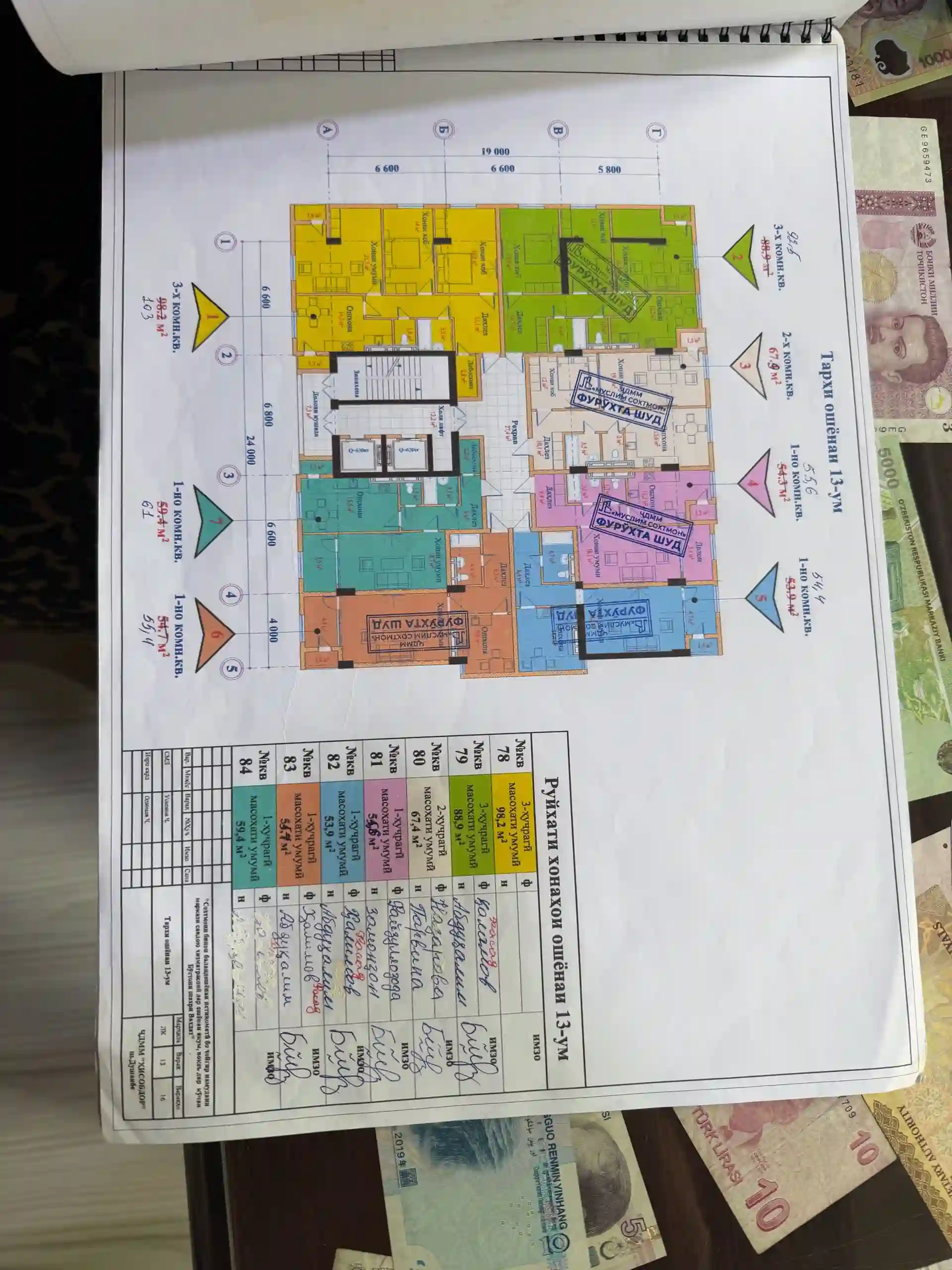 2-к квартира, 13 этаж, 55 м², Вахдат