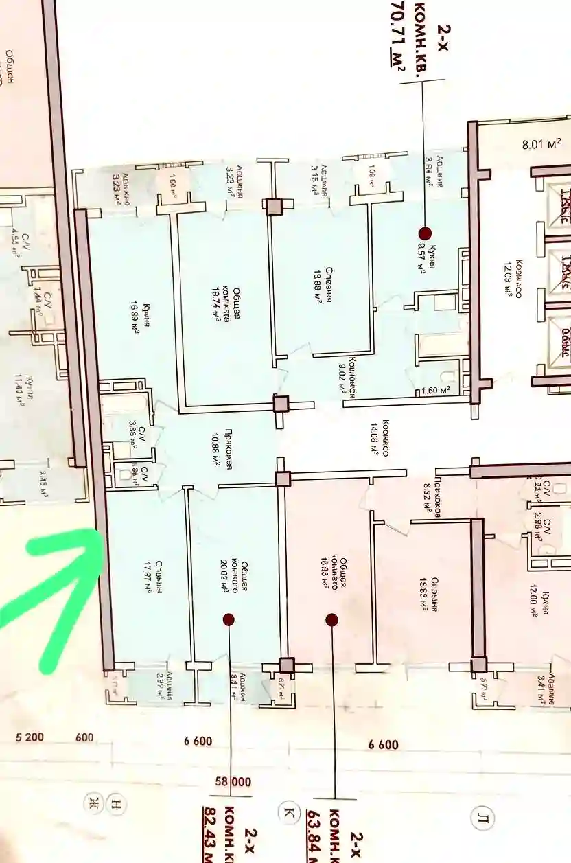 2-к квартира, 16 этаж, 82 м², Шохмансур