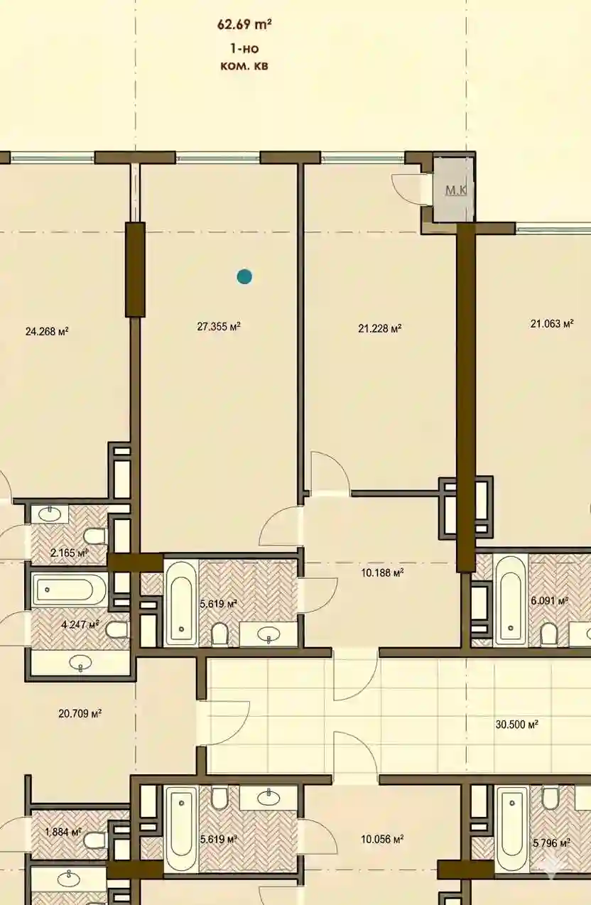 1-к квартира, 13 этаж, 63 м², Шохмансур