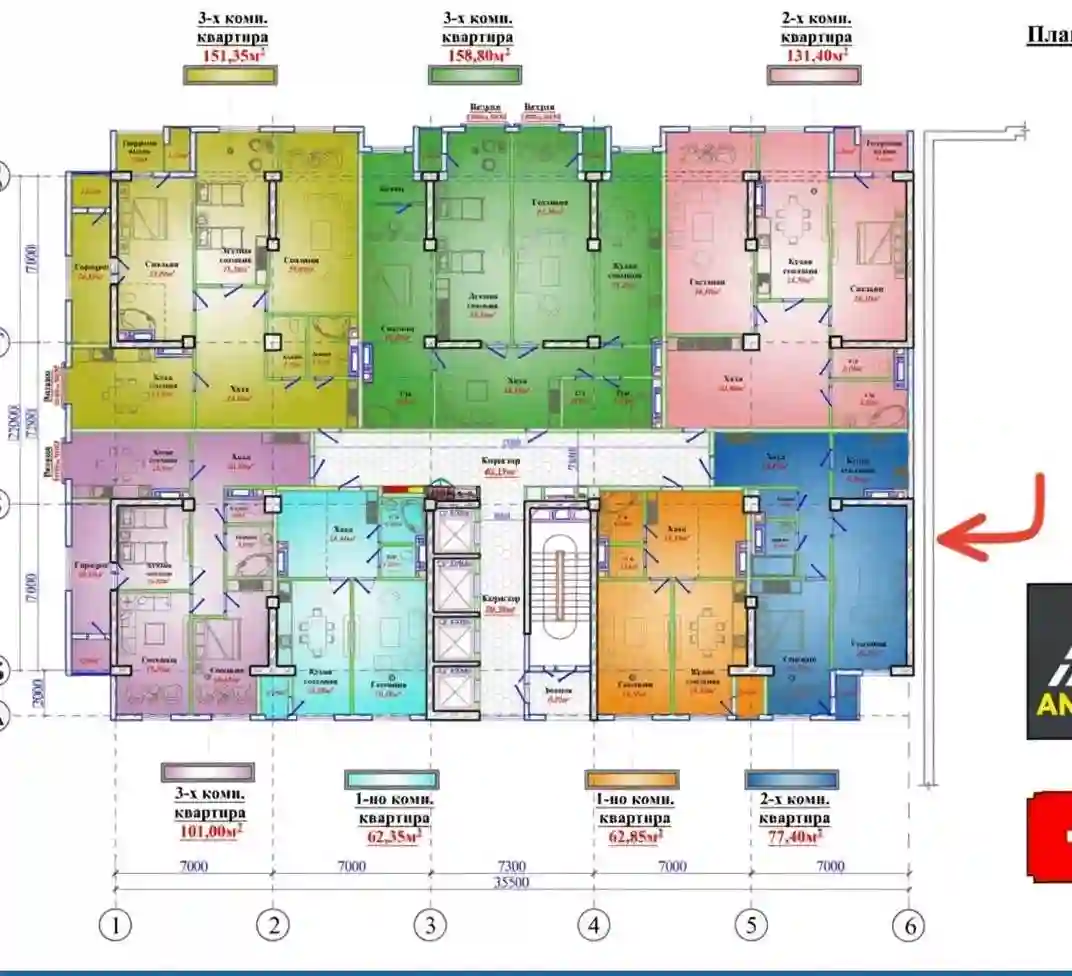 2-к квартира, 15 этаж, 77 м², И.Сомонӣ
