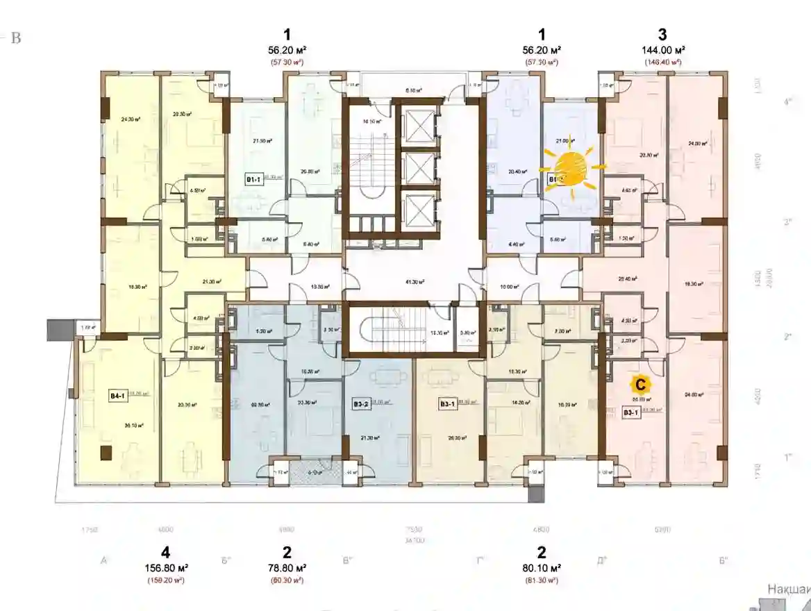 1-к квартира, 14 этаж, 56 м², Шохмансур