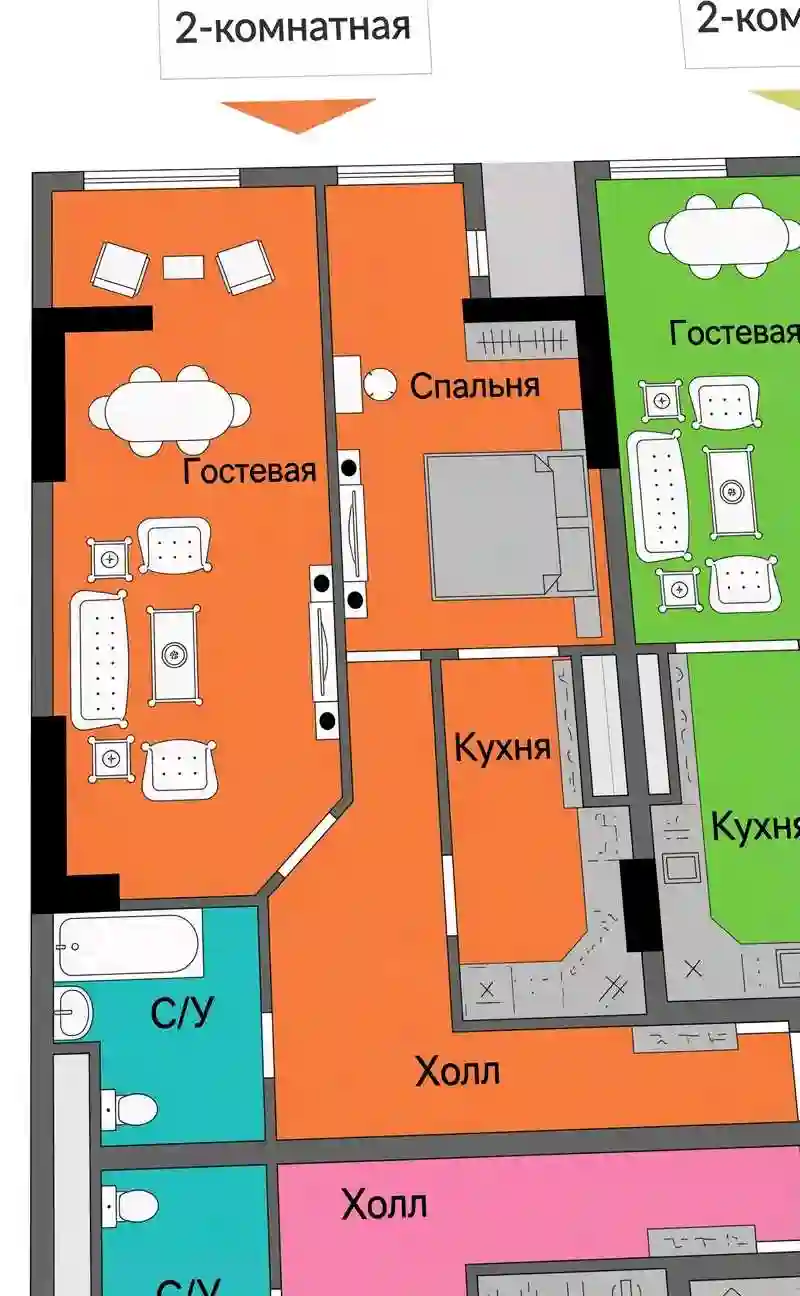 2-к квартира, 19 этаж, 74 м², Фирдавси