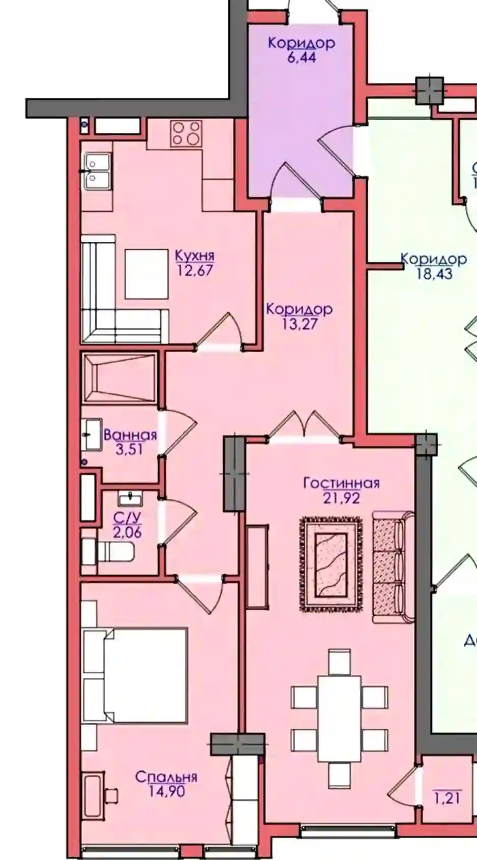2-к квартира, 16 этаж, 66 м², И.Сомони