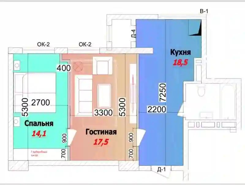 2-к квартира, 4 этаж, 46 м², Опера балет