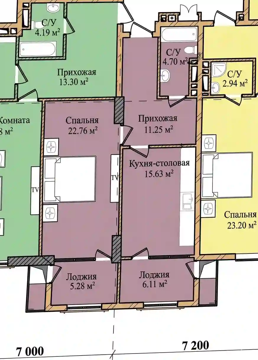 2-к квартира, 11 этаж, 68 м², И.Сомонӣ