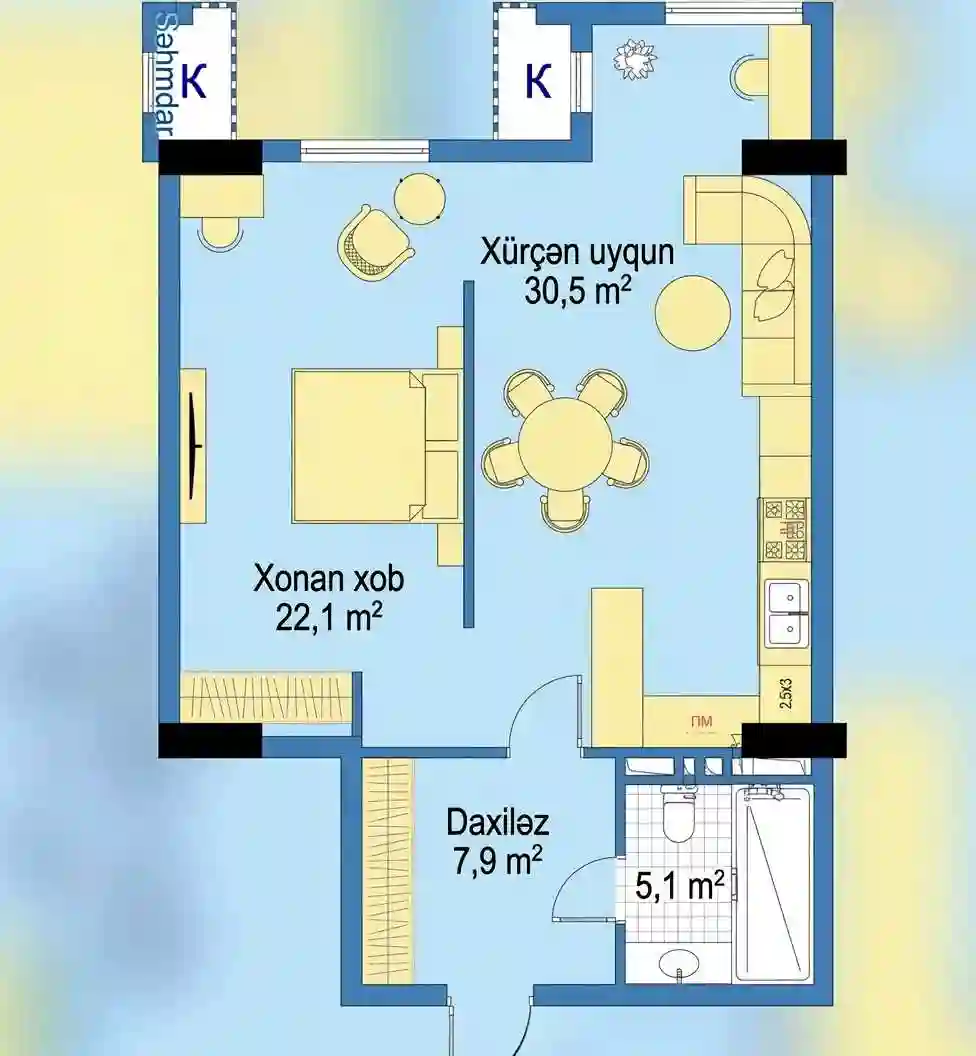 2-к квартира, 5 этаж, 66 м², И.Сомонӣ