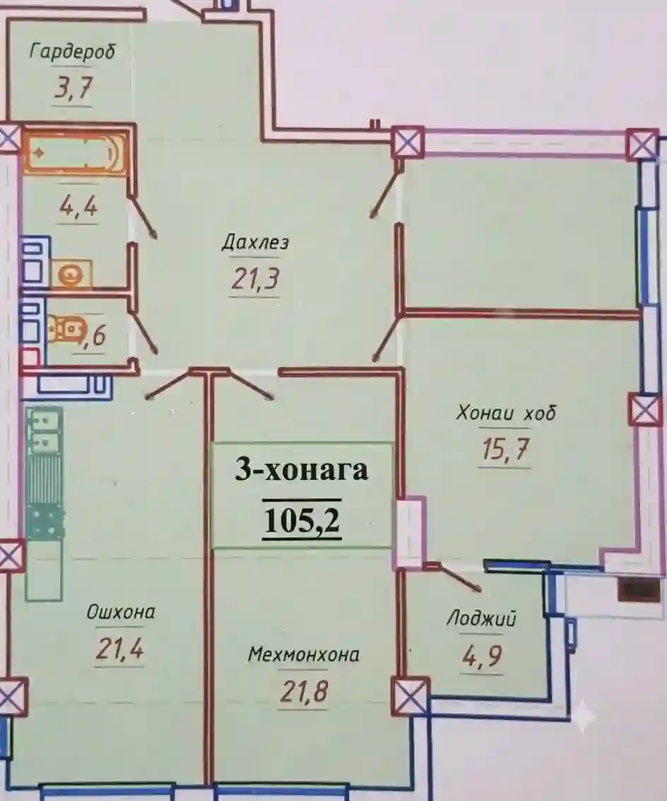 3-к квартира, 22 этаж, 105 м², И.Сомонӣ