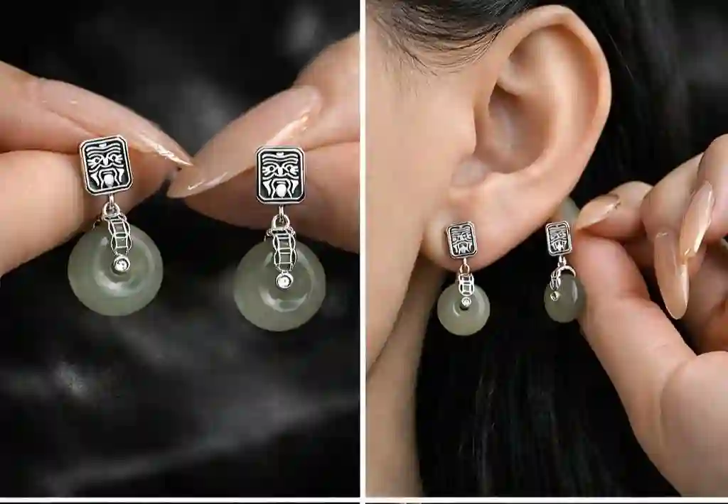 Сережки нефритовые