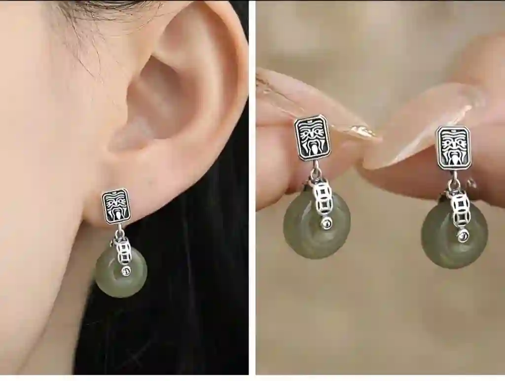 Сережки нефритовые