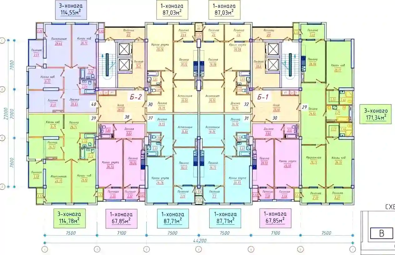 1-к квартира, 10 этаж, 68 м², Шохмансур