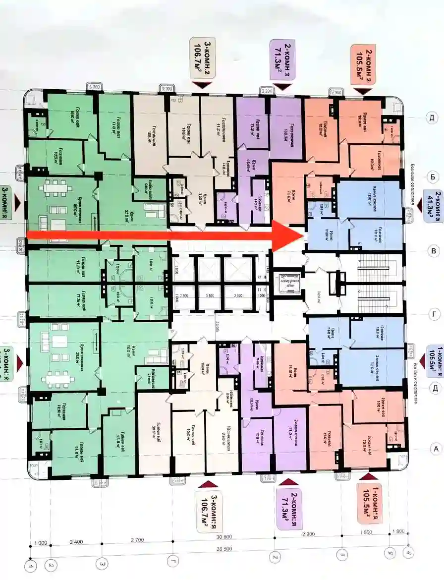 1-к квартира, 8 этаж, 66 м², Сино