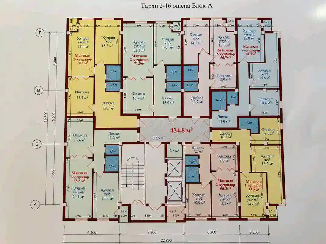 2-к квартира, 3 этаж, 50 м², rudaki