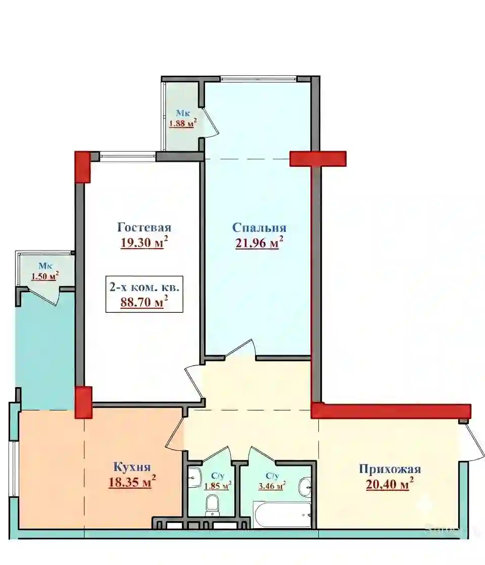 2-к квартира, 3 этаж, 89 м², И.Сомонӣ
