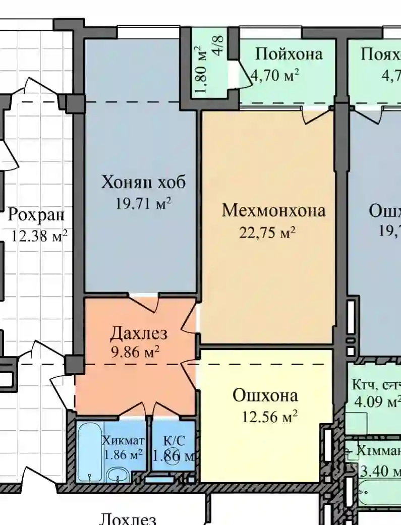 2-к квартира, 15 этаж, 76 м², И.Сомонӣ