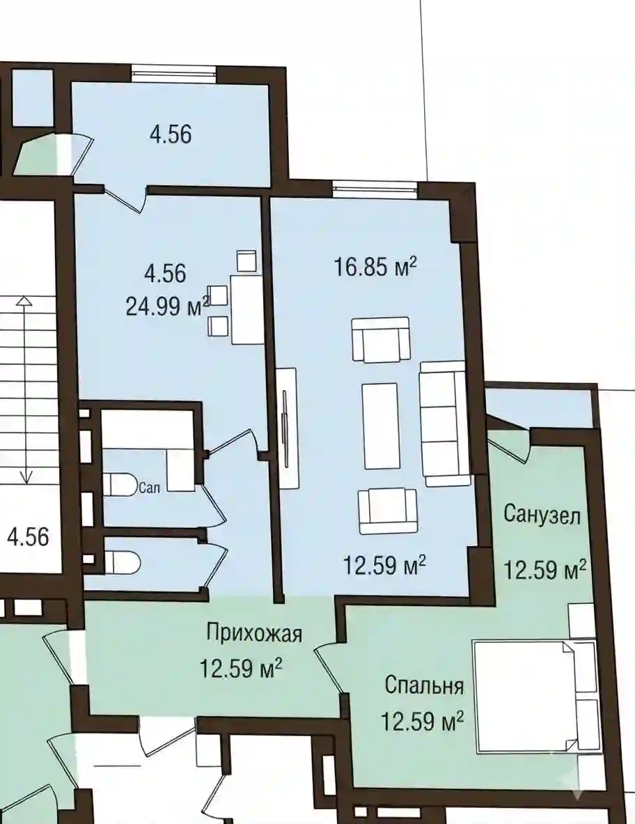2-к квартира, 2 этаж, 82 м², И.Сомони