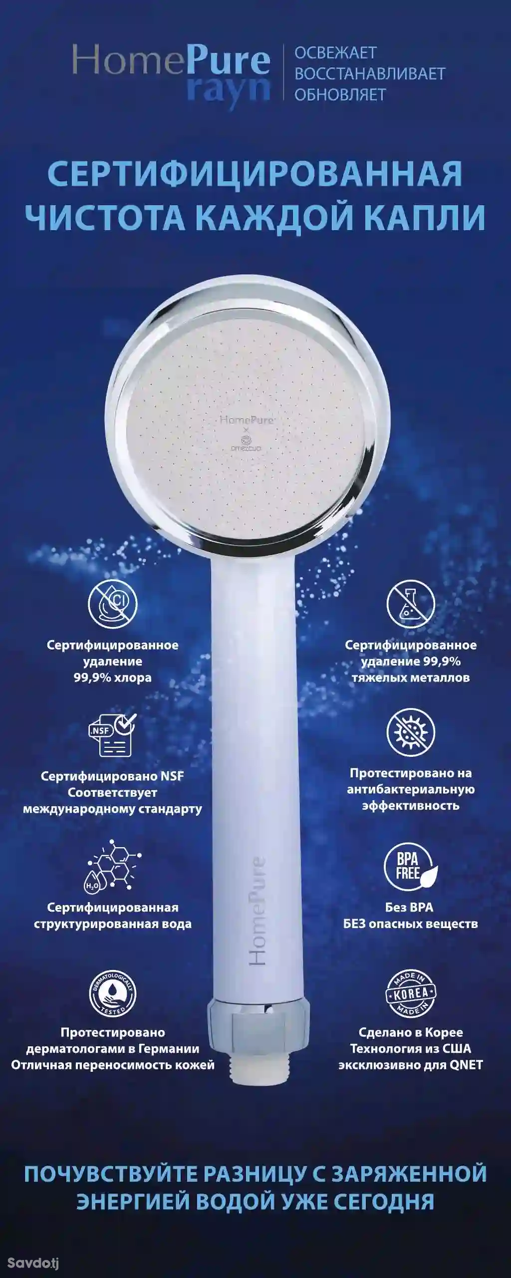 лейки для душа HomePure Rayn