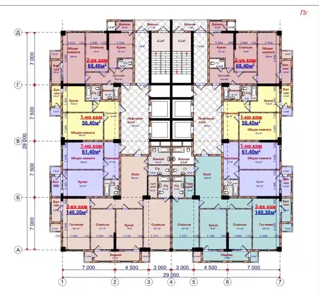 1-к квартира, 12 этаж, 56 м², Шохмансур