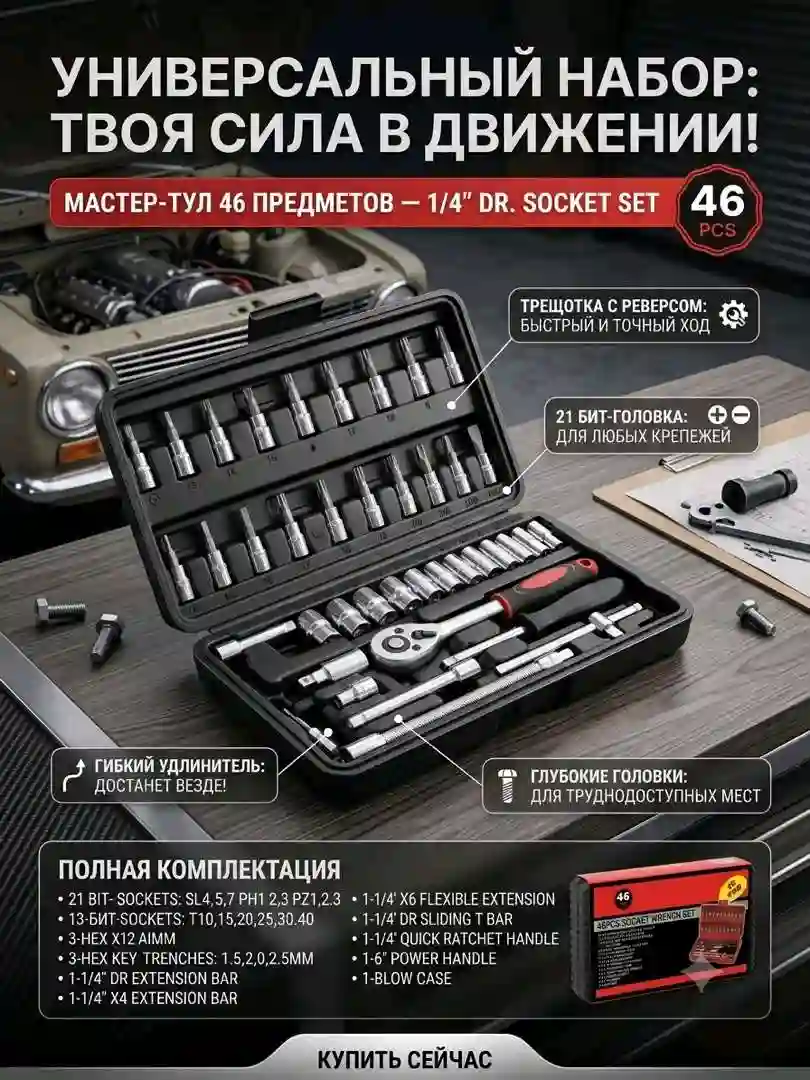 Набор инструментов 46 в 1 