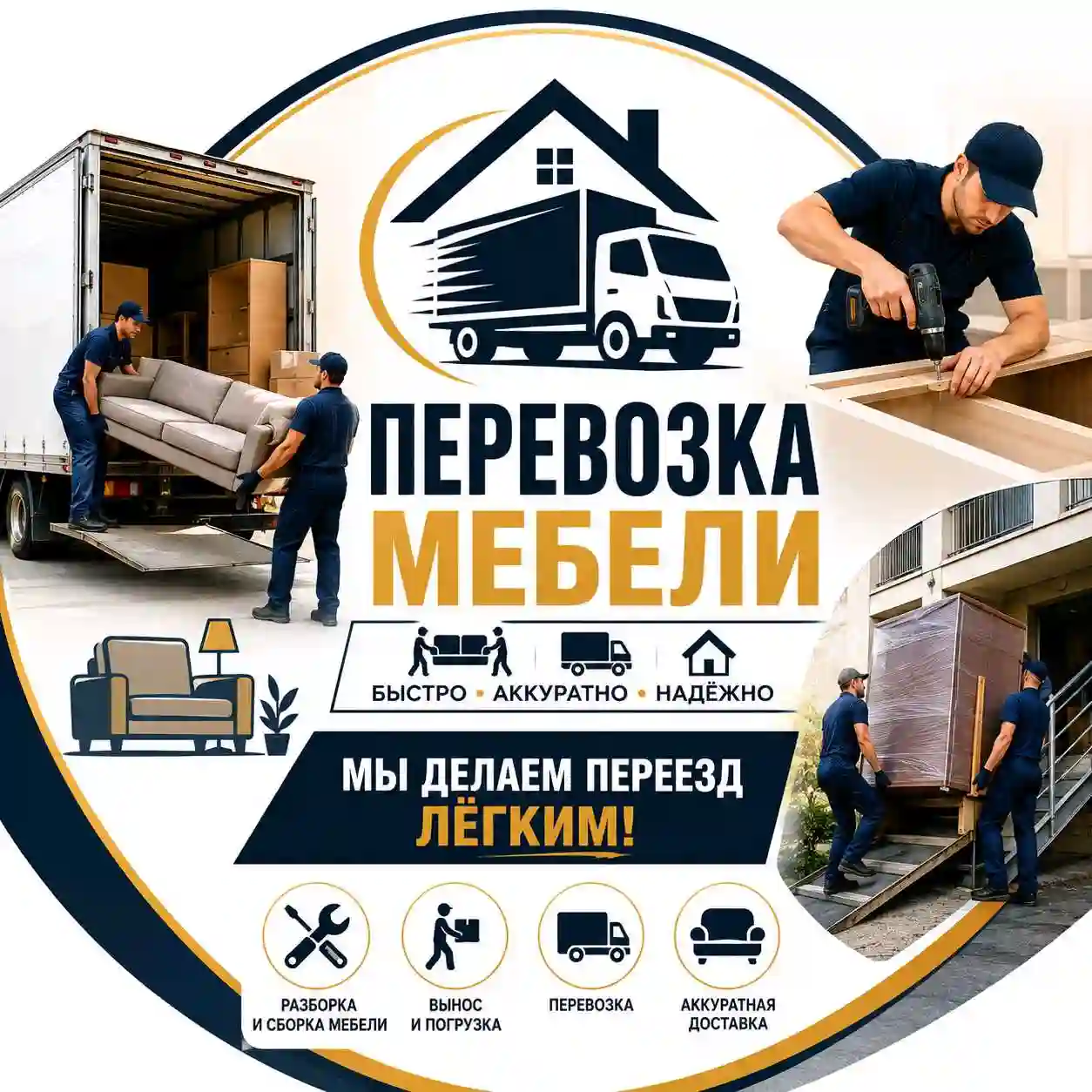 Грузчики/перевозка/Мебельщик/Переезд/