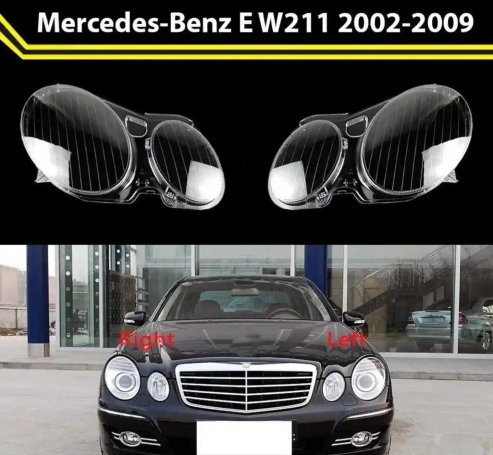 Стекло-фары на Mercedes Benz E W211 2002-2009