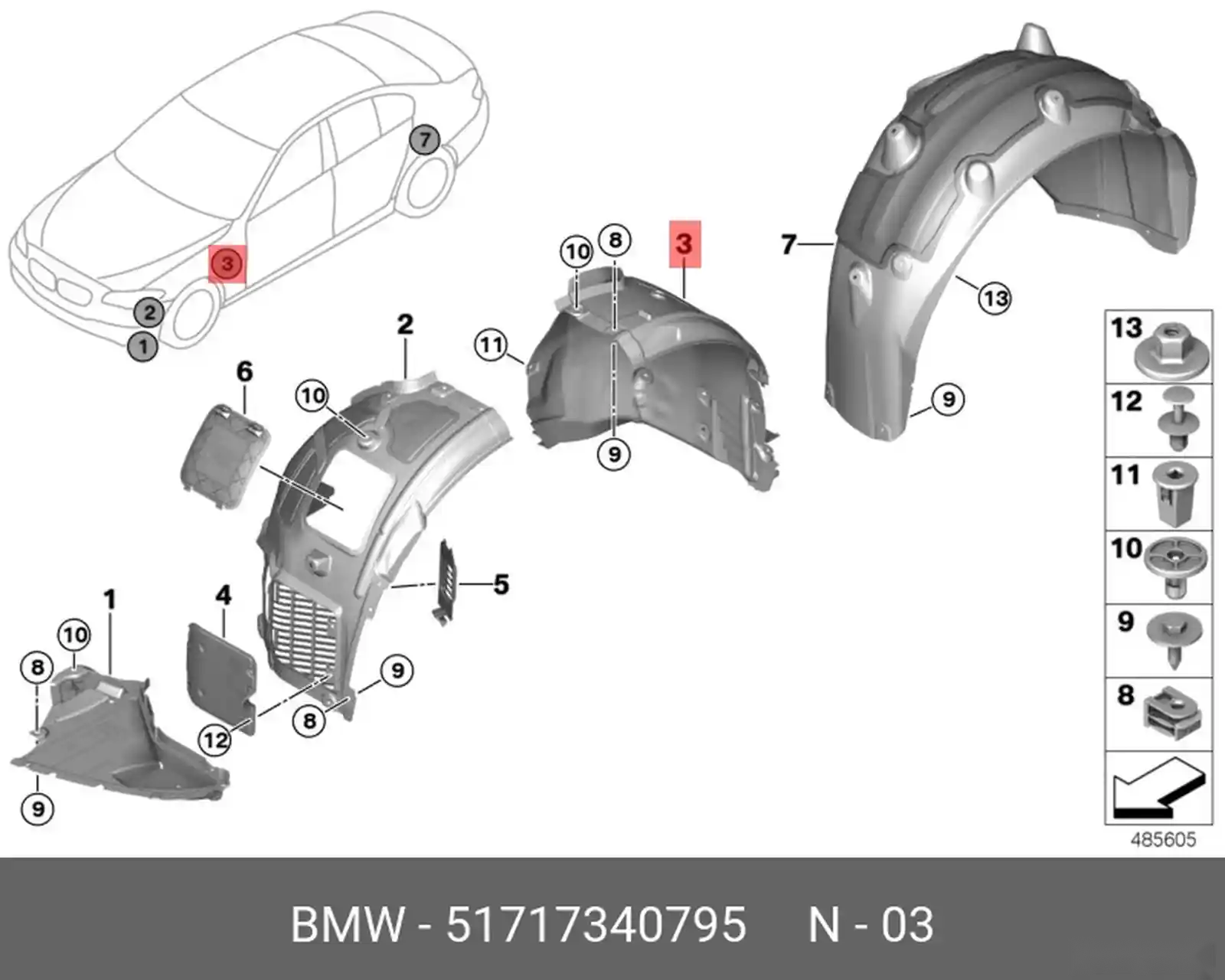 Поткрылник BMW G30 задняя часть — миниатюра 2