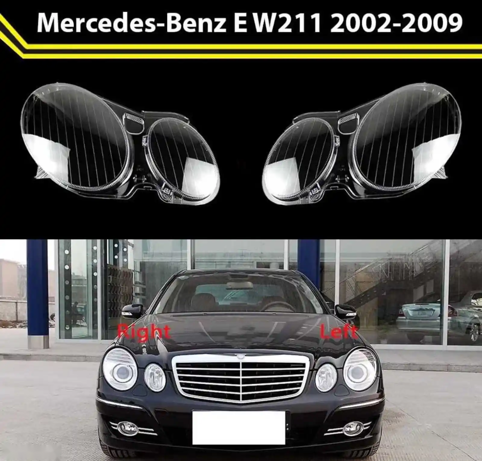 Стекло фары Mercedes E W211 2002-2009
