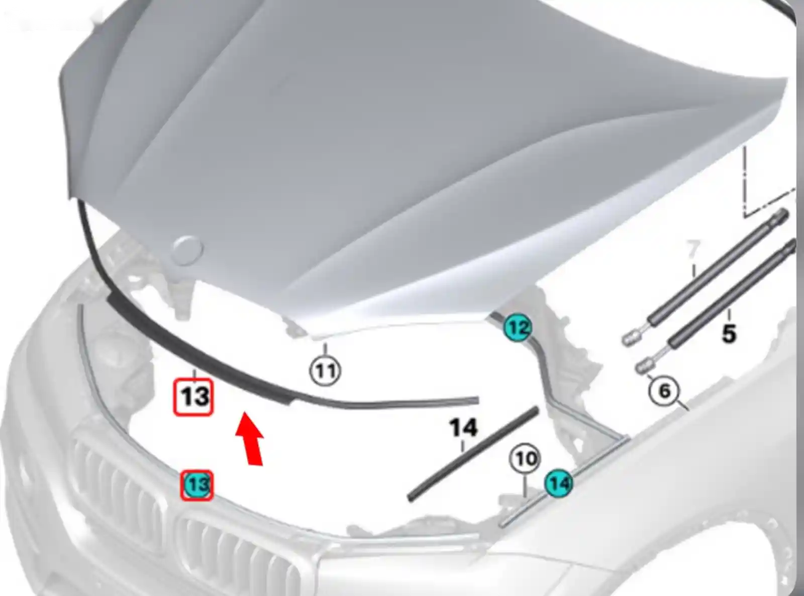 Уплотнитель капота BMW X5 F15