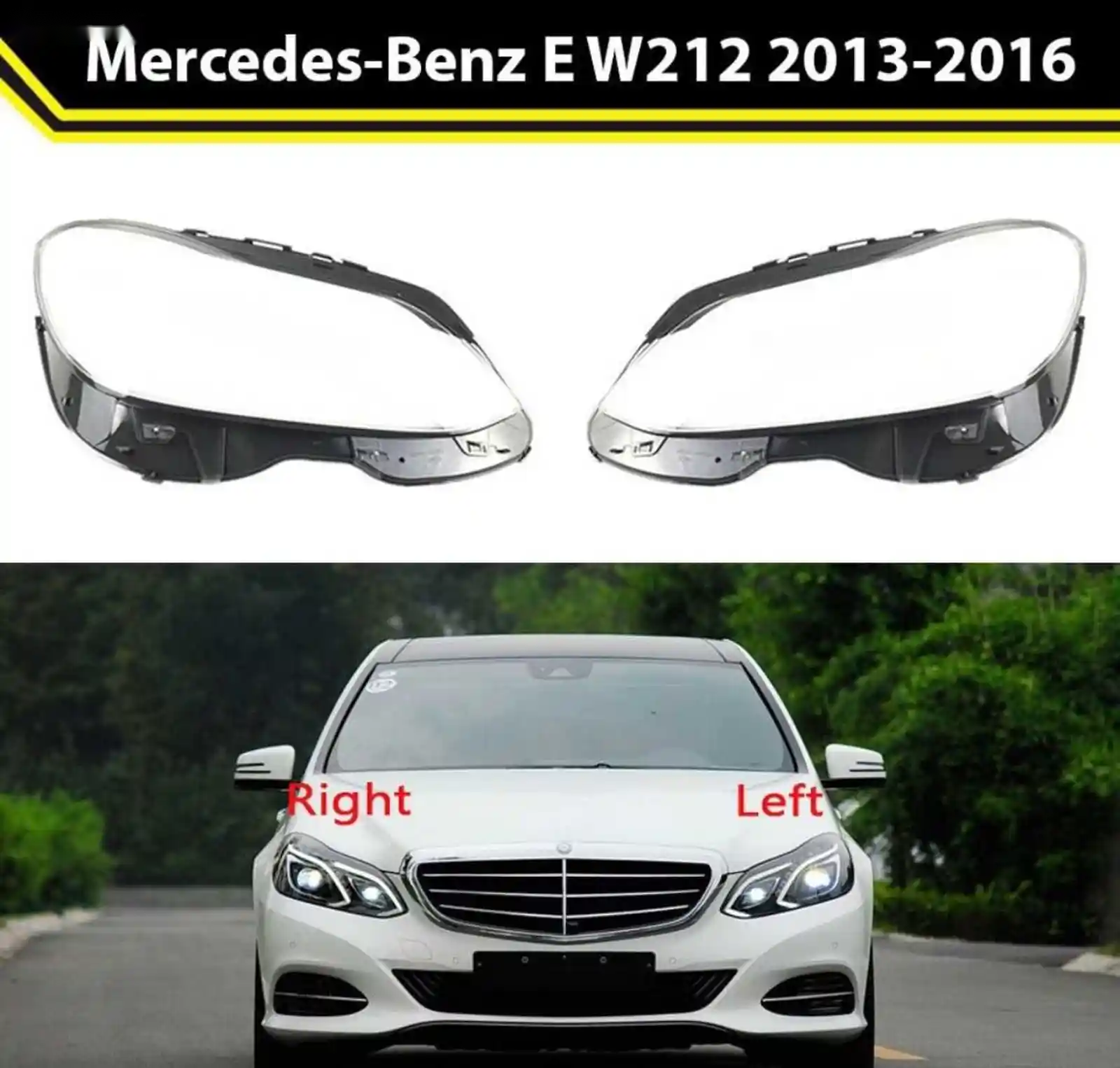 Стекло фары Mercedes E W212 рестайлинг 2013-2016